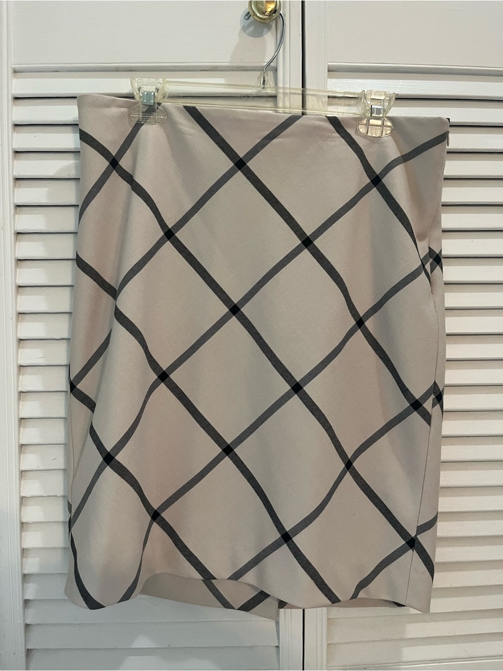 The Limited Beige Pencil Skirt with Black Windowpane Plaid - Picture 2 of 6